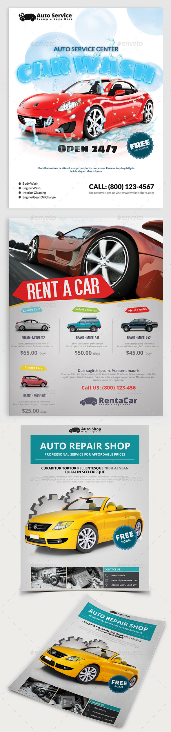 GraphicRiver 3x Auto Service Flyer Bundle 10855635 GraphicRiver 3x Auto Service Flyer Bundle 10855635