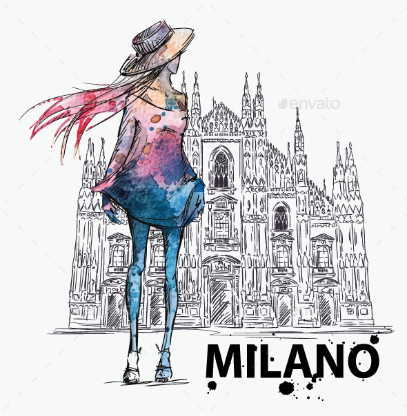 GraphicRiver Girl on a Milano Duomo Background 10856348 GraphicRiver Girl on a Milano Duomo Background 10856348