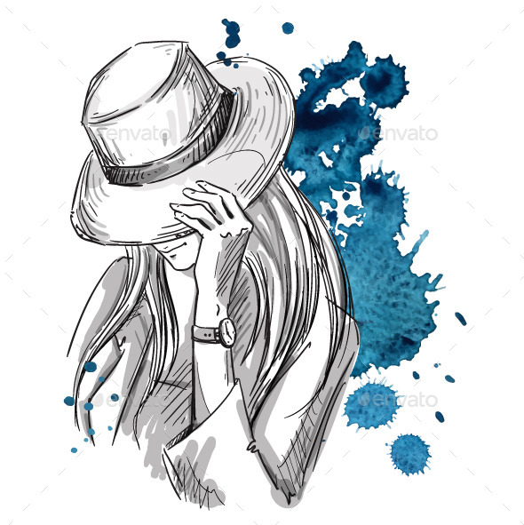 GraphicRiver Girl in Hat Looking Down 10856418 GraphicRiver Girl in Hat Looking Down 10856418