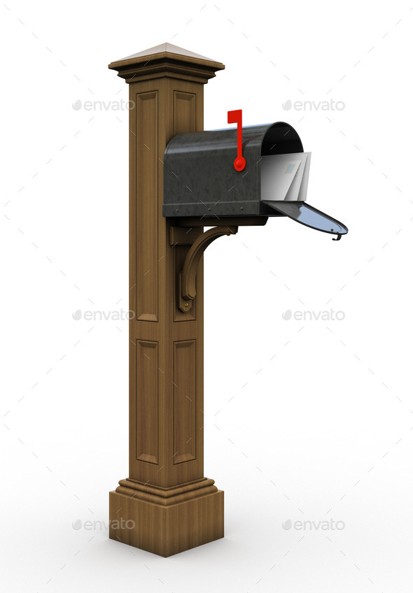 Retro open mailbox isolated on white background (Misc) Photo Download