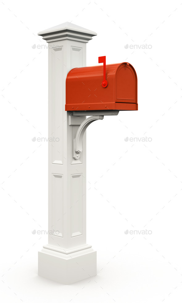 Retro red mailbox isolated on white background (Misc) Photo Download