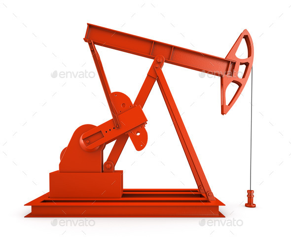 Red oil rig on isolated white background 3D (Misc) Photo Download