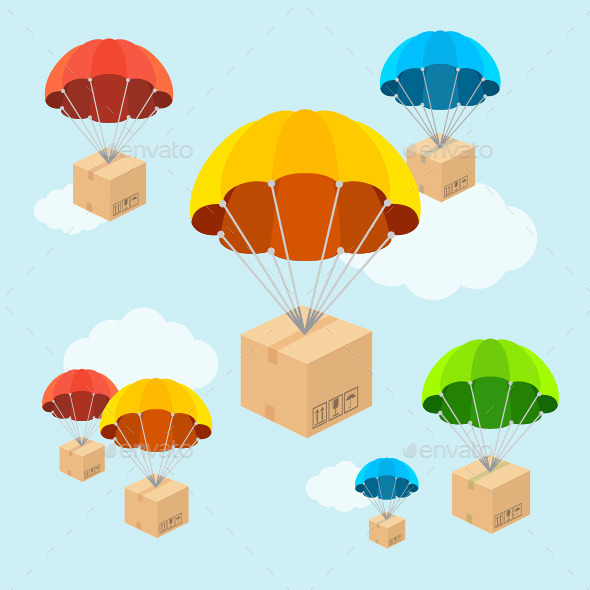 GraphicRiver Parachute Delivering Packages 10860054 GraphicRiver Parachute Delivering Packages 10860054