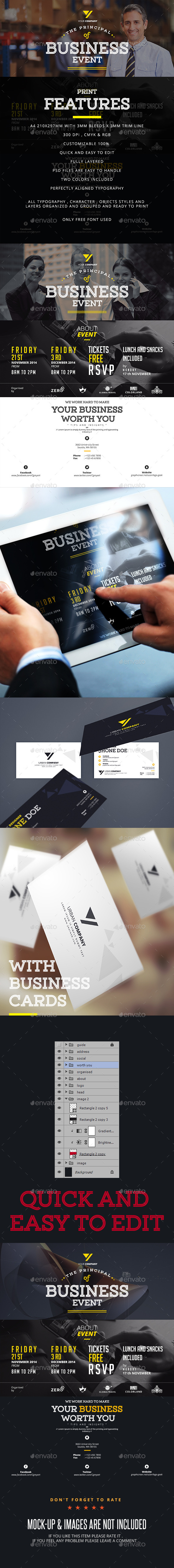 GraphicRiver Business Event Flyer With Business Cards 10860388 GraphicRiver Business Event Flyer With Business Cards 10860388