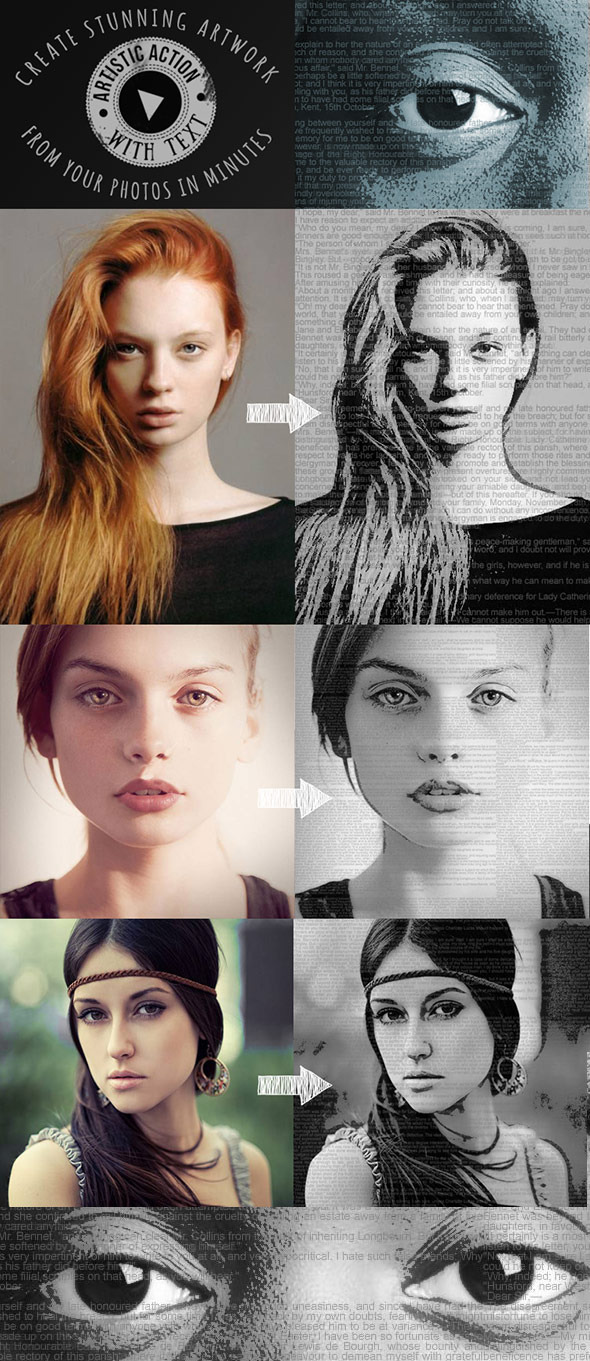 GraphicRiver Photoshop Action that creates BW Artwork with text 10860490 GraphicRiver Photoshop Action that creates BW Artwork with text 10860490