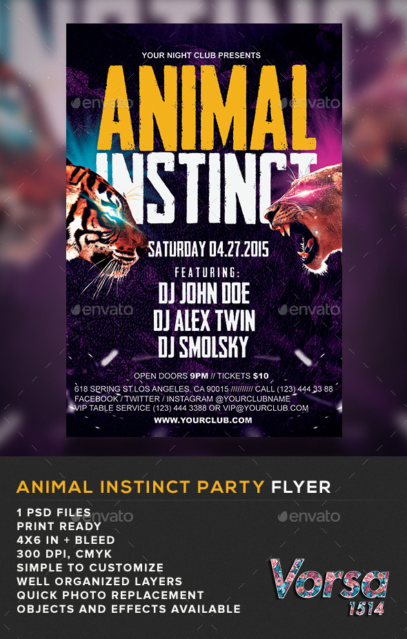GraphicRiver Animal Instinct Party Flyer 10860707 GraphicRiver Animal Instinct Party Flyer 10860707