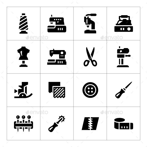 Set Icons of Sewing (Man-made objects)