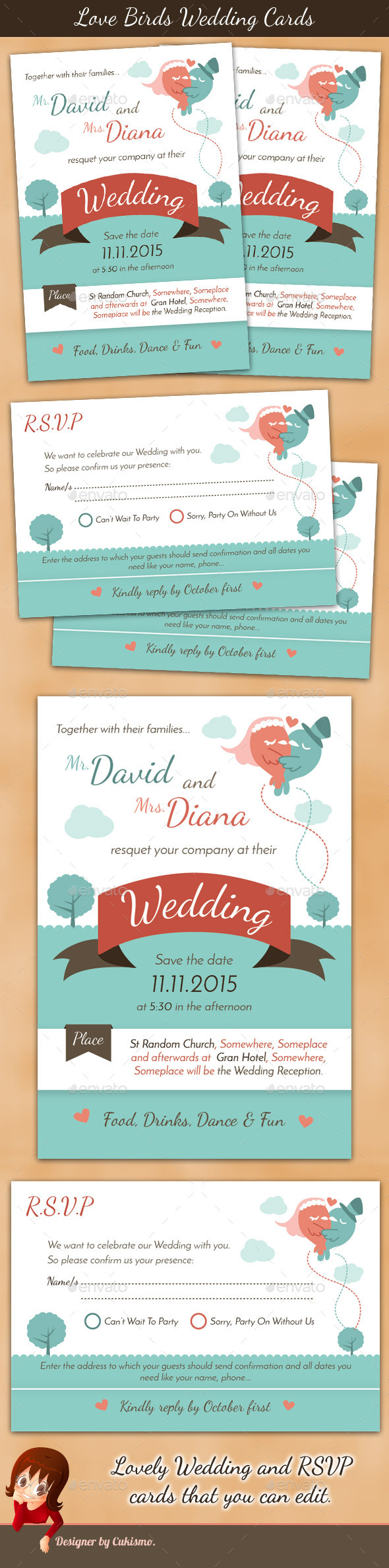 Love Birds Wedding Cards (Weddings)