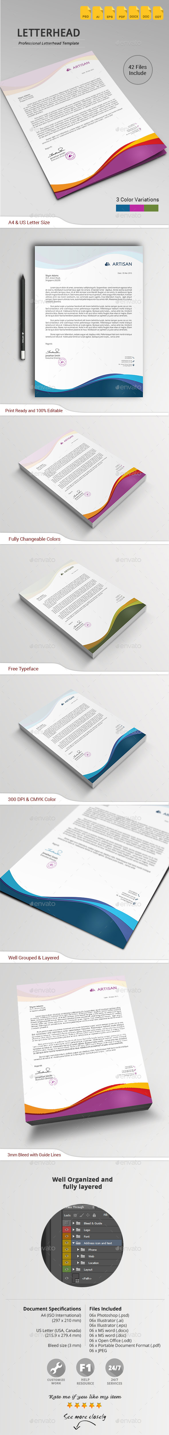GraphicRiver Letterhead in Wave Style 10864072 GraphicRiver Letterhead in Wave Style 10864072