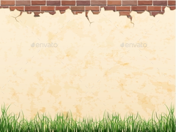 GraphicRiver Brick Wall with Grass 10866708 GraphicRiver Brick Wall with Grass 10866708