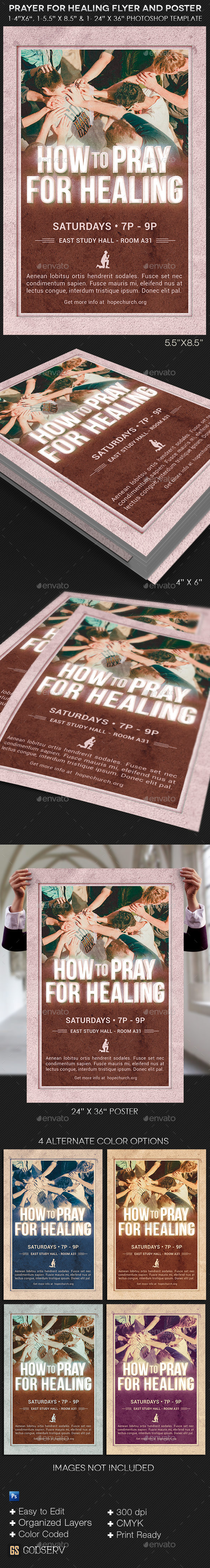 Prayer for Healing Flyer and Poster Template (Church)