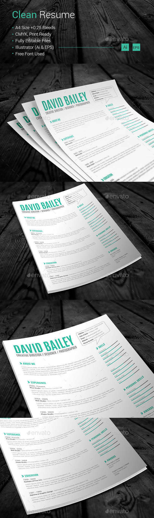 GraphicRiver Clean Resume 10868730 GraphicRiver Clean Resume 10868730