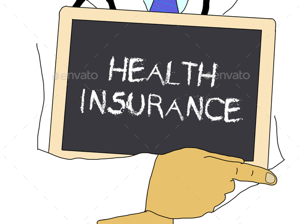 Illustration: Doctor shows information: Health insurance (Misc) Photo Download