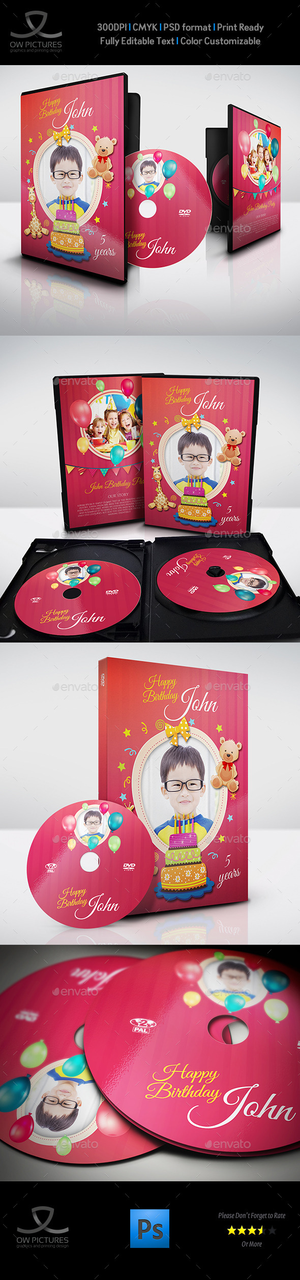 Birthday Party DVD Template Vol.2 (CD & DVD Artwork)