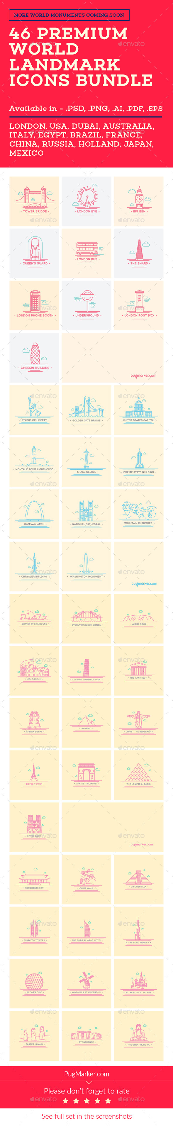 GraphicRiver World Landmark Icons Bundle Vol 1 2 3 4 10869022 GraphicRiver World Landmark Icons Bundle Vol 1 2 3 4 10869022