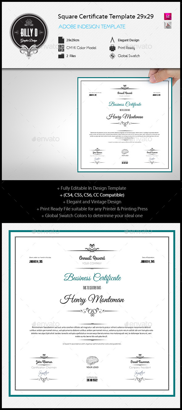 Square Certificate Template 29x29 (Miscellaneous)