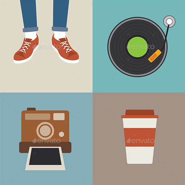 GraphicRiver Hipster Element Flat Design 10873265 GraphicRiver Hipster Element Flat Design 10873265