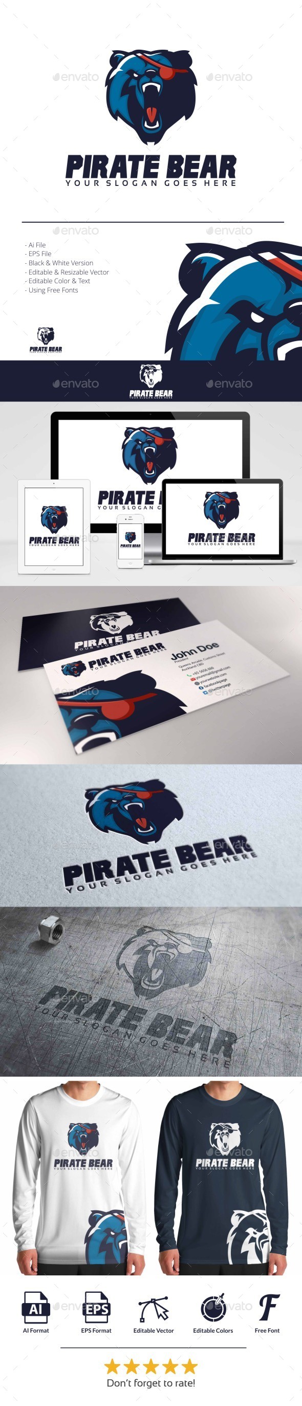 GraphicRiver Pirate Bear Logo 10875601 GraphicRiver Pirate Bear Logo 10875601