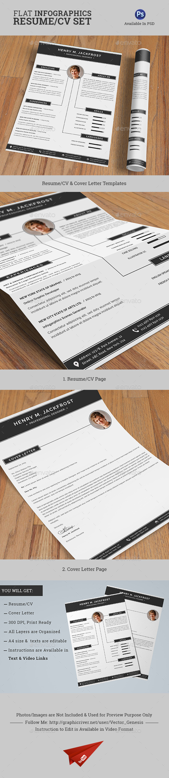 GraphicRiver 2-Pages Flat Infographics Resume CV Set 10875823 GraphicRiver 2-Pages Flat Infographics Resume CV Set 10875823