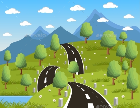 GraphicRiver Spring Mountain Landscape 10877372 GraphicRiver Spring Mountain Landscape 10877372