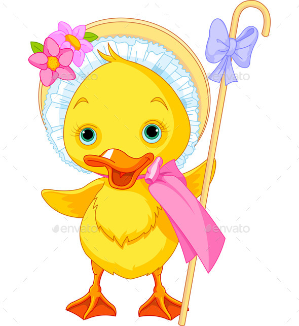 GraphicRiver Easter Duckling with Shepherdess Staff 10880582 GraphicRiver Easter Duckling with Shepherdess Staff 10880582
