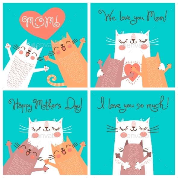 GraphicRiver Cards for Mothers Day with Cats 10881072 GraphicRiver Cards for Mothers Day with Cats 10881072