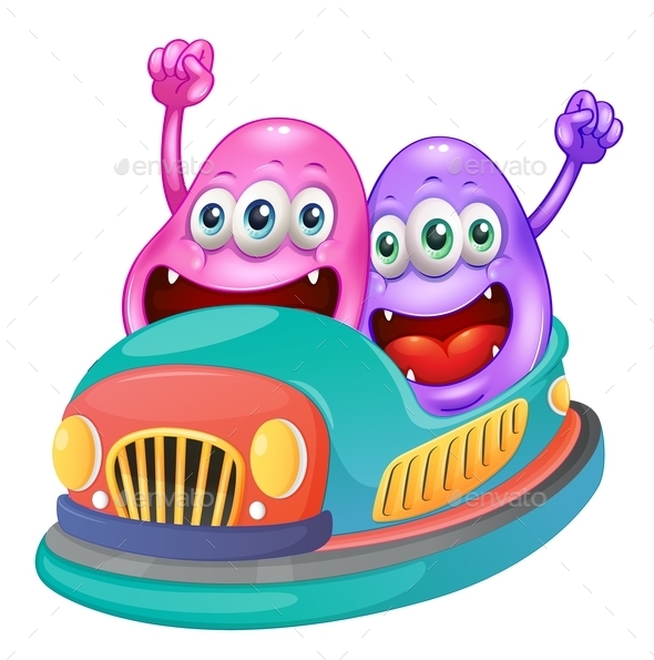 GraphicRiver Monsters Riding on a Bumpcar 10882592 GraphicRiver Monsters Riding on a Bumpcar 10882592