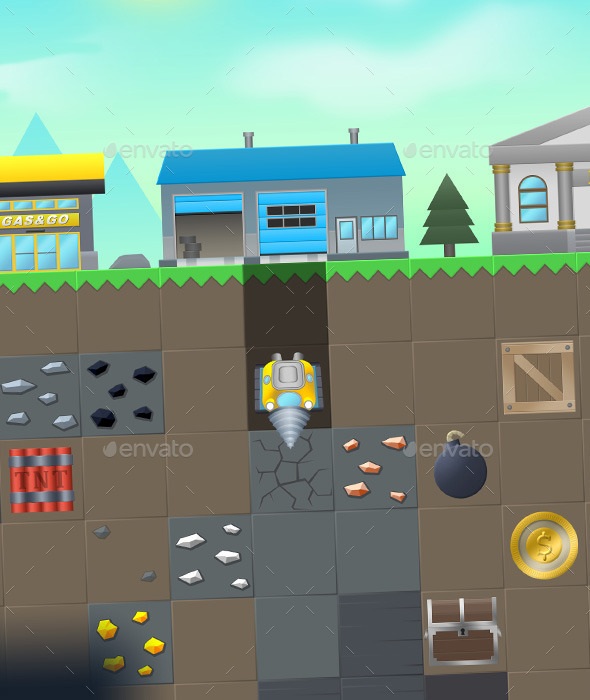 Digging diamonds miner game