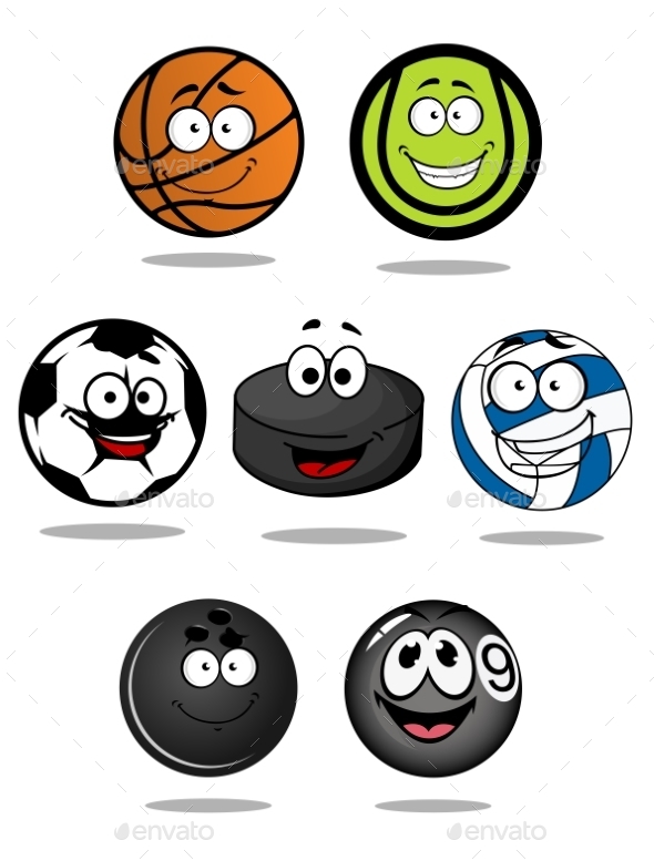 GraphicRiver Set of Cartoon Sports Ball Characters 10889656 GraphicRiver Set of Cartoon Sports Ball Characters 10889656