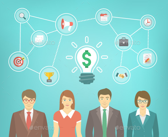 GraphicRiver Business Teamwork Concept with Marketing Icons 10891870 GraphicRiver Business Teamwork Concept with Marketing Icons 10891870
