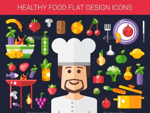 GraphicRiver Chef and Vegetable Elements 10893449 GraphicRiver Chef and Vegetable Elements 10893449