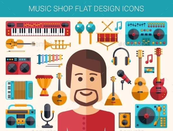 GraphicRiver Music Shop Elements 10893512 GraphicRiver Music Shop Elements 10893512