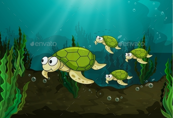 GraphicRiver Turtles Under the Sea 10901008 GraphicRiver Turtles Under the Sea 10901008