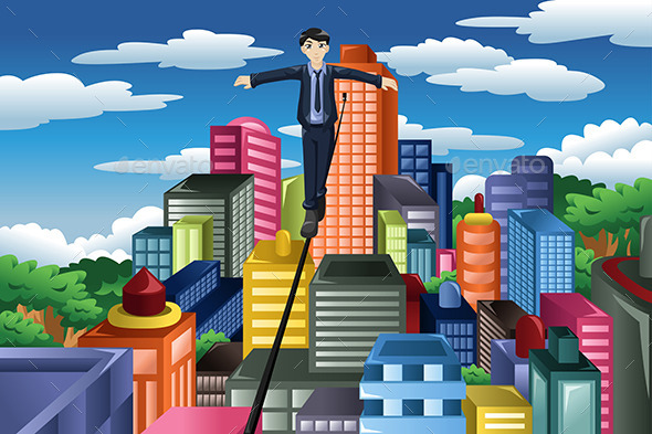 GraphicRiver Businessman Balancing on Rope 10901607 GraphicRiver Businessman Balancing on Rope 10901607