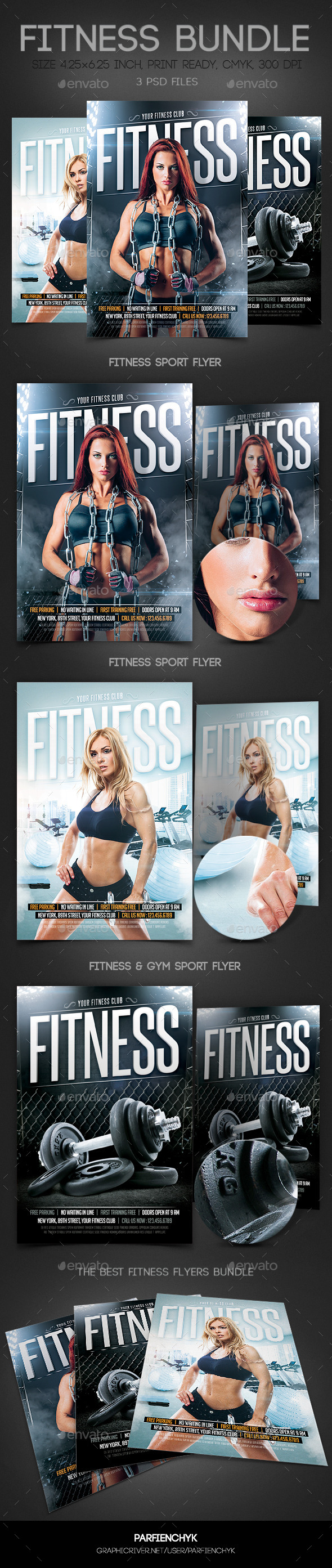 Fitness & Gym Sport Flyers Bundle