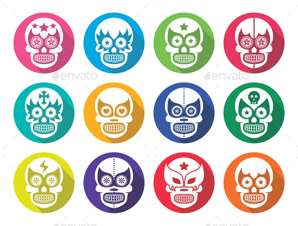 GraphicRiver Lucha Libre Mexican Sugar Skull Masks 10906568 GraphicRiver Lucha Libre Mexican Sugar Skull Masks 10906568