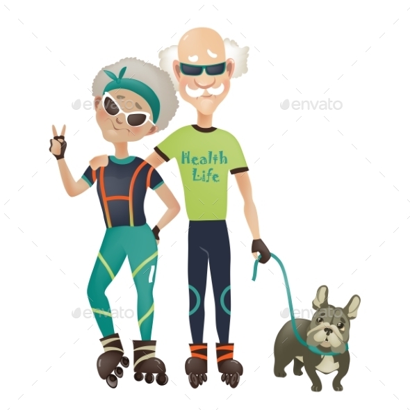 GraphicRiver Couple Walking Dog 10906651 GraphicRiver Couple Walking Dog 10906651