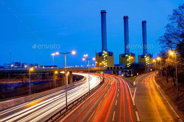 Power station and highway in Berlin (Misc) Photo Download