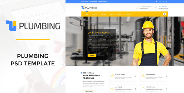 Plumbing - Handy Man, Plumber PSD Template