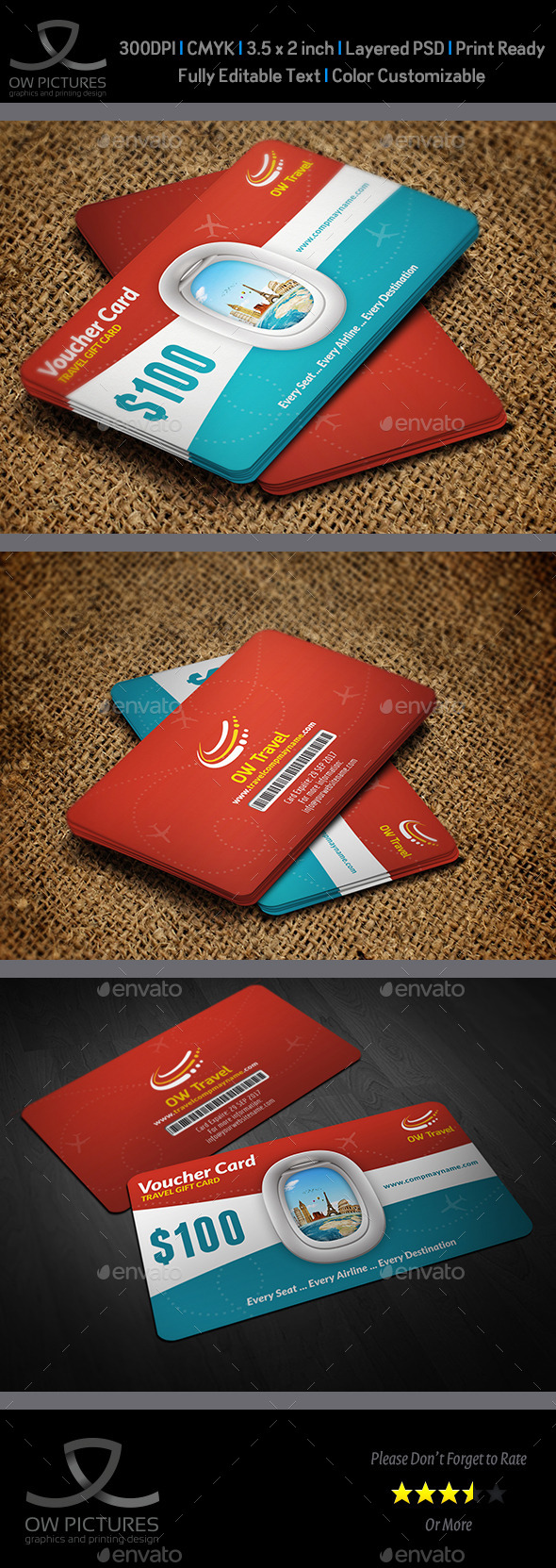 Travel Gift Voucher Card Template Vol.17 (Cards & Invites)