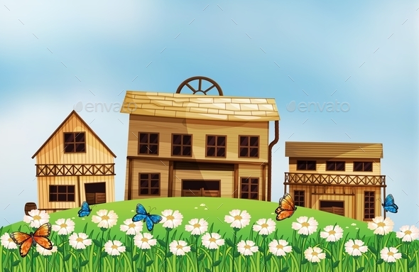 GraphicRiver Houses at the Hillside 10913898 GraphicRiver Houses at the Hillside 10913898