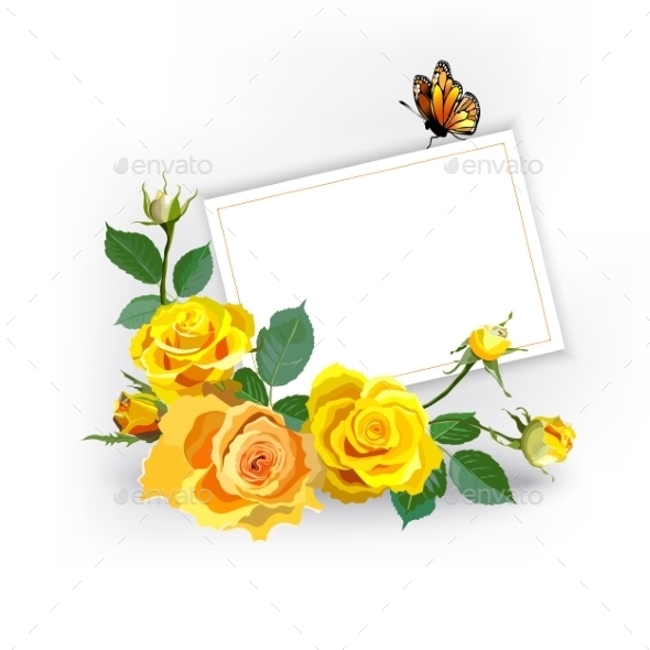 Floral Background With Yellow Roses (Flowers & Plants)