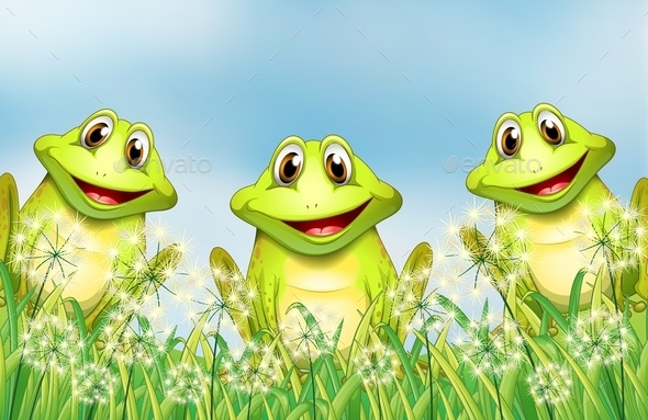 GraphicRiver Three Frogs in the Garden 10914157 GraphicRiver Three Frogs in the Garden 10914157