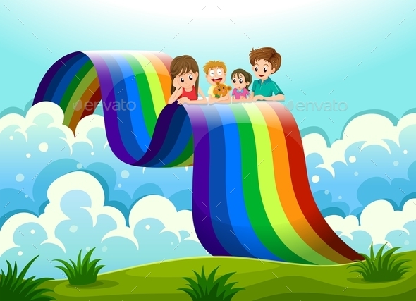 GraphicRiver Family Above the Rainbow 10914325 GraphicRiver Family Above the Rainbow 10914325