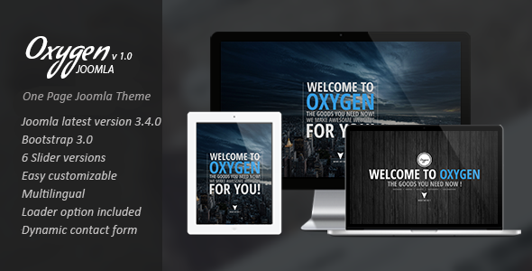 Oxygen One Page Parallax Joomla Template