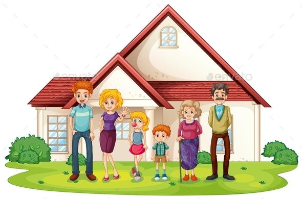 GraphicRiver Family in Front of Their House 10914628 GraphicRiver Family in Front of Their House 10914628