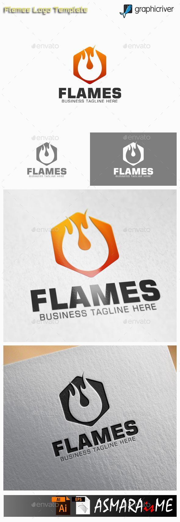 GraphicRiver Flame Fire Hexagon Logo 10915477 GraphicRiver Flame Fire Hexagon Logo 10915477