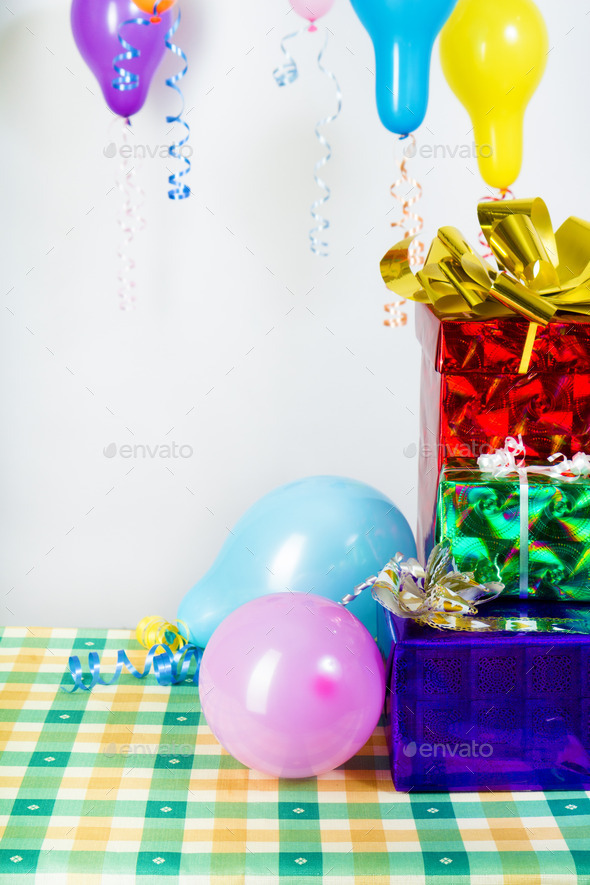 Balloons and gifts. Background or card (Misc) Photo Download