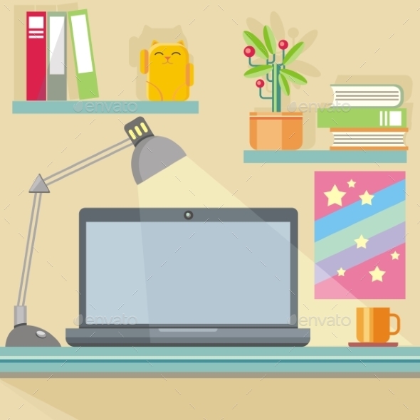 GraphicRiver Workplace with Notebook 10920007 GraphicRiver Workplace with Notebook 10920007