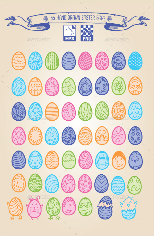 GraphicRiver 55 Hand Drawn Easter Eggs 10920027 GraphicRiver 55 Hand Drawn Easter Eggs 10920027